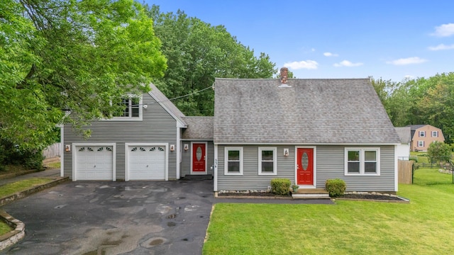 534 Summit St, Portland, ME 04103 - cape cod home with driveway, roof with shingles, an attached garage, and a chimney