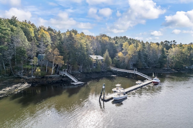 36 Hodgdon Rd, Westport Island, ME 04578 - dock area featuring a water view and a forest view