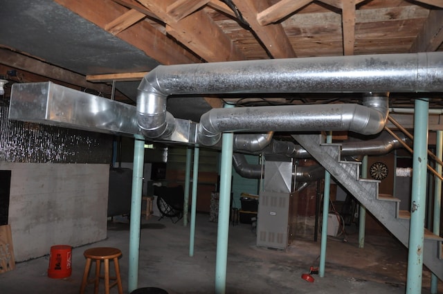 5 Charles St, Orono, ME 04473 - unfinished below grade area with stairway and heating fuel
