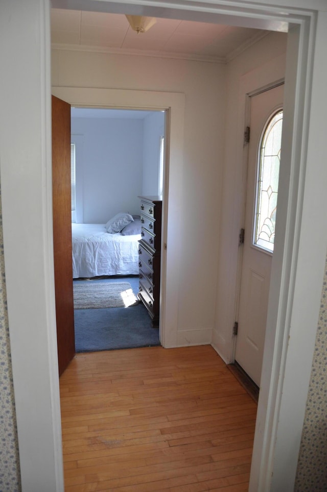 5 Charles St, Orono, ME 04473 - entrance foyer featuring ornamental molding and light wood-style flooring