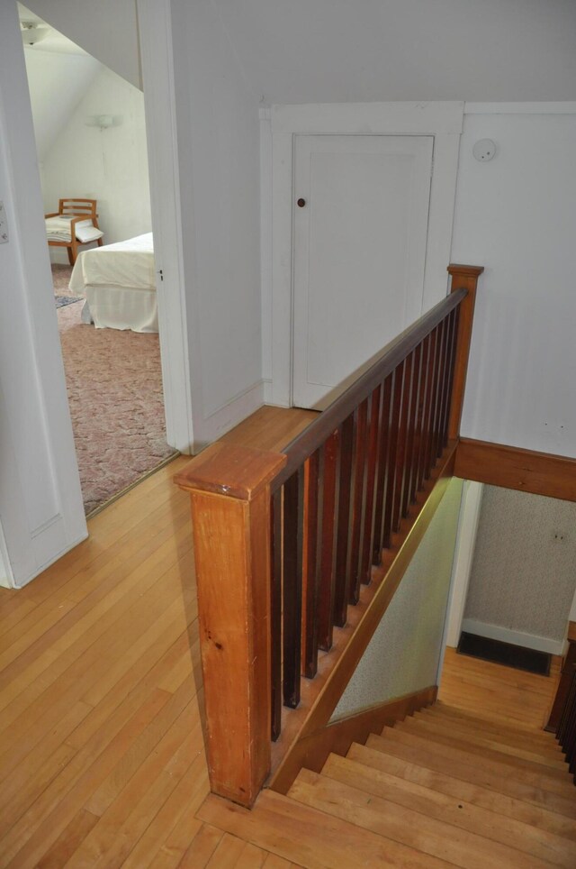 5 Charles St, Orono, ME 04473 - stairway with wood-type flooring and lofted ceiling