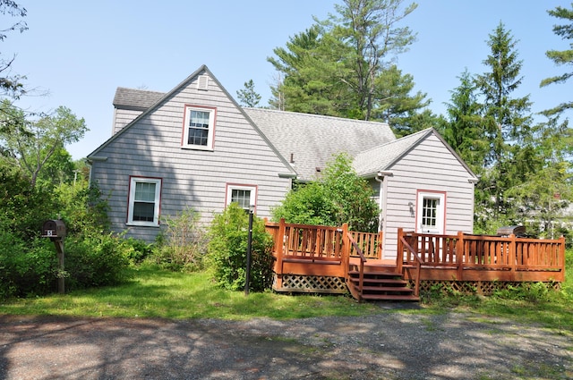5 Charles St, Orono, ME 04473 - back of house featuring a deck and roof with shingles