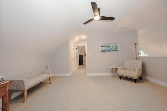 3 Jennifer Ln Unit 1, Wells, ME 04090 - sitting room with a ceiling fan, lofted ceiling, and carpet floors