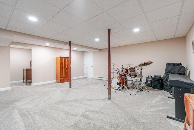 2 Neptune Rd, Old Orchard Beach, ME 04064 - finished below grade area with carpet, baseboard heating, recessed lighting, and baseboards