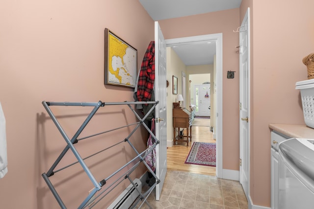 30 Oliver Woods Rd, Nobleboro, ME 04555 - laundry room featuring washer and clothes dryer and baseboards