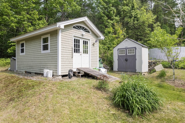 30 Oliver Woods Rd, Nobleboro, ME 04555 - view of shed featuring view of wooded area