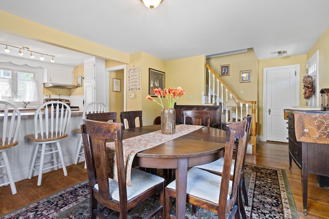 194 Margaret St, South Portland, ME 04106 - dining space with wood finished floors and stairs