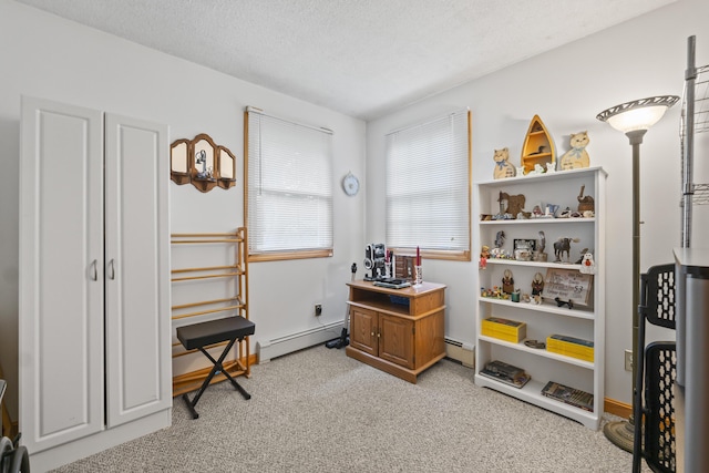 2 Laase Ave, Lewiston, ME 04240 - misc room with baseboard heating, light colored carpet, and a textured ceiling