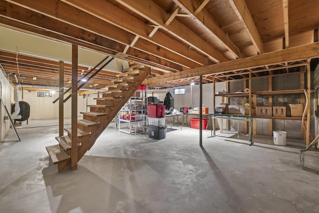 2 Laase Ave, Lewiston, ME 04240 - unfinished below grade area with stairway and heating fuel