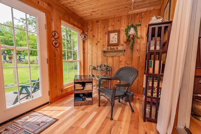 52A Judkins Rd, Harmony, ME 04942 - living area with wood ceiling, wood finished floors, and wood walls