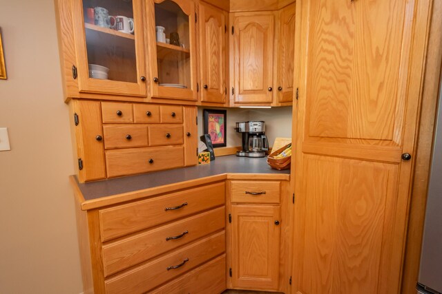 52A Judkins Rd, Harmony, ME 04942 - kitchen featuring glass insert cabinets