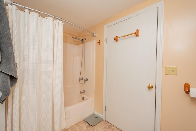 52A Judkins Rd, Harmony, ME 04942 - full bathroom with shower / bathtub combination with curtain and tile patterned flooring