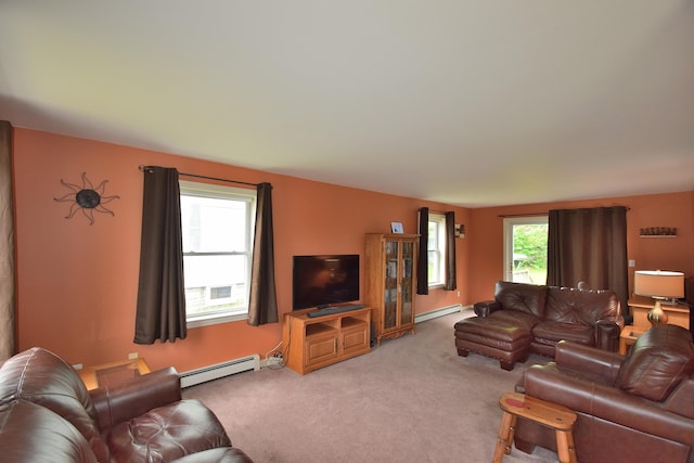 31 Curtis St, South Portland, ME 04106 - living room featuring a baseboard heating unit and carpet floors
