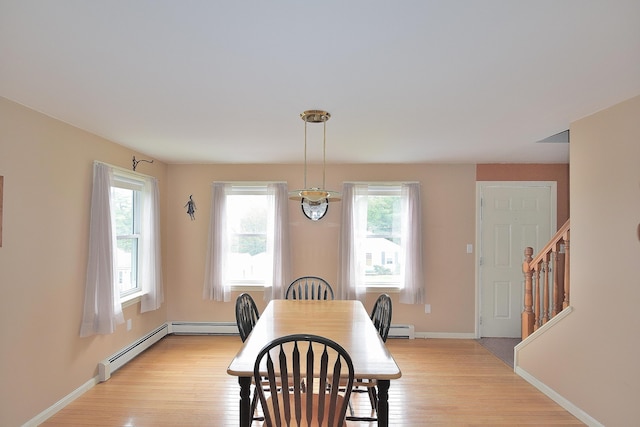 31 Curtis St, South Portland, ME 04106 - dining room featuring healthy amount of natural light, light wood finished floors, and a baseboard radiator