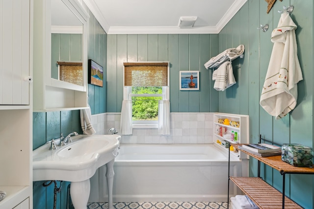 74 Ottawa Ave, Portland, ME 04109 - full bath featuring a garden tub and crown molding