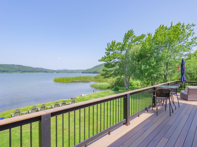 42 Barter Rd, Rockland, ME 04841 - wooden deck featuring a water view and a yard