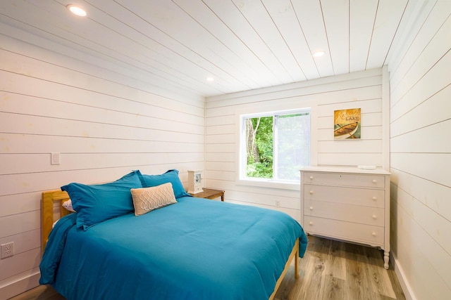 42 Barter Rd, Rockland, ME 04841 - bedroom with wood finished floors, wooden walls, recessed lighting, and wooden ceiling