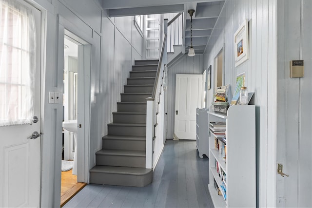 10 S Colony Branch Rd, Harpswell, ME 04079 - entryway with hardwood / wood-style floors, stairs, and plenty of natural light