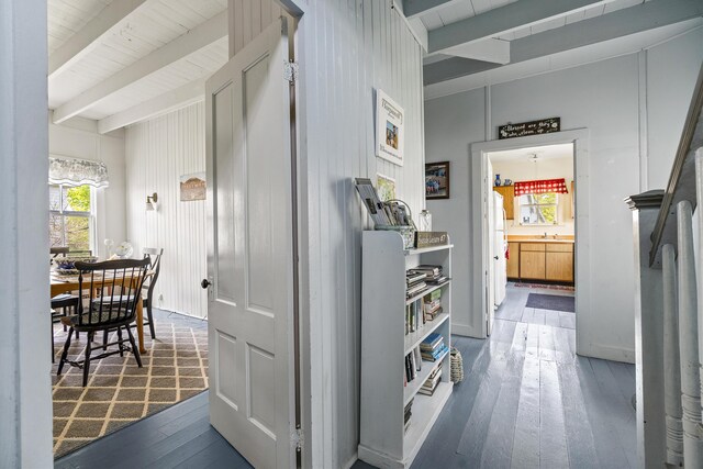 10 S Colony Branch Rd, Harpswell, ME 04079 - corridor with beam ceiling and hardwood / wood-style floors