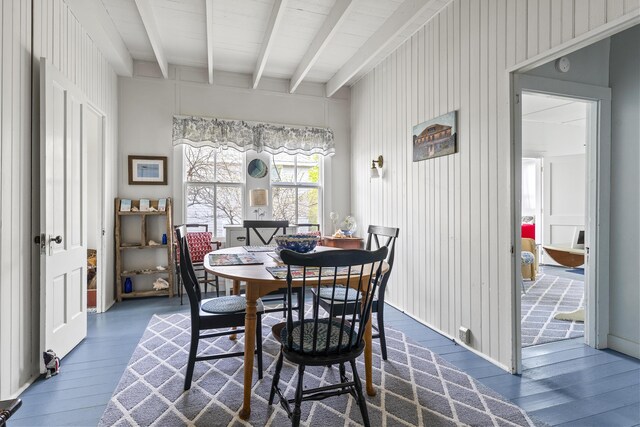 10 S Colony Branch Rd, Harpswell, ME 04079 - dining room featuring wood finished floors and beamed ceiling
