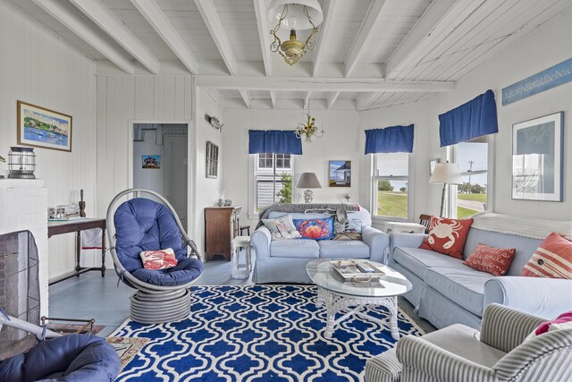 10 S Colony Branch Rd, Harpswell, ME 04079 - living room featuring plenty of natural light and beam ceiling