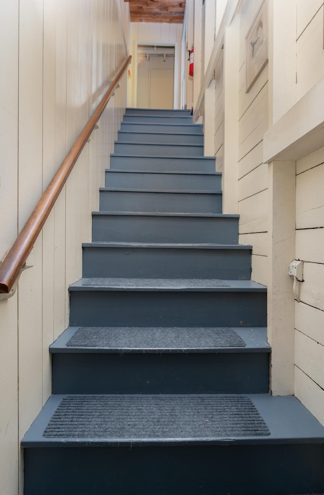 51 W Marginal Rd, Brunswick, ME 04011 - stairway featuring wooden walls