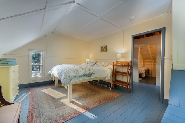51 W Marginal Rd, Brunswick, ME 04011 - bedroom with vaulted ceiling and wood finished floors