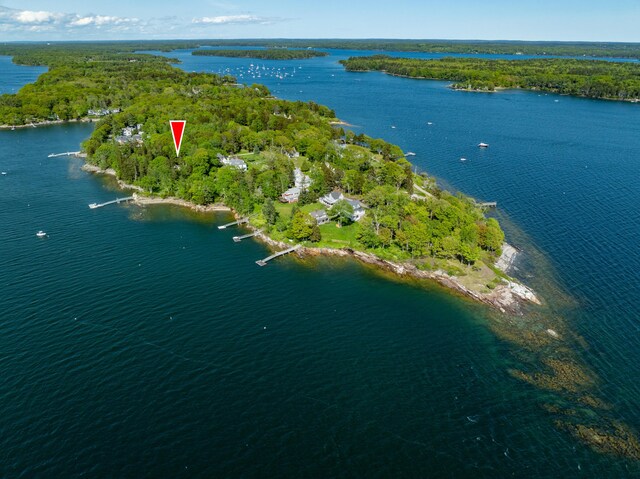 51 W Marginal Rd, Brunswick, ME 04011 - aerial overview of property's location featuring a large body of water and a forest