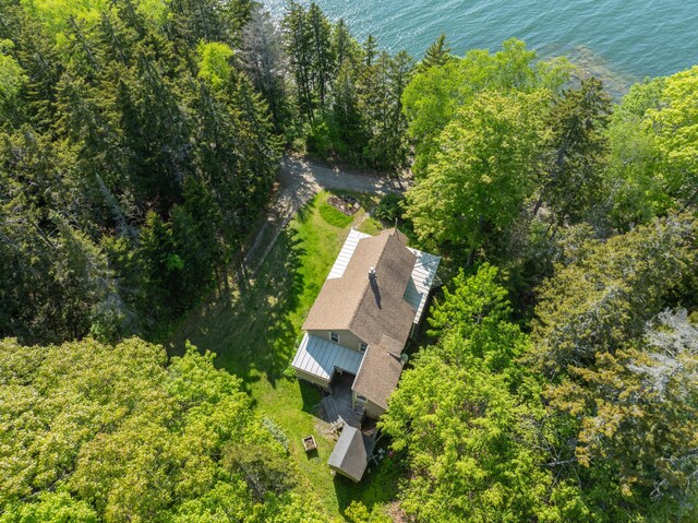51 W Marginal Rd, Brunswick, ME 04011 - aerial view of property and surrounding area with a nearby body of water and a forest