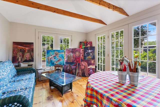 33 Rocky Ln, Ogunquit, ME 03907 - living room featuring plenty of natural light, wood-type flooring, and french doors