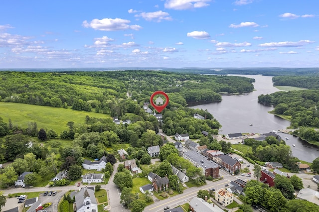 85 Friendship Rd, Waldoboro, ME 04572 - drone / aerial view of a nearby body of water and a heavily wooded area