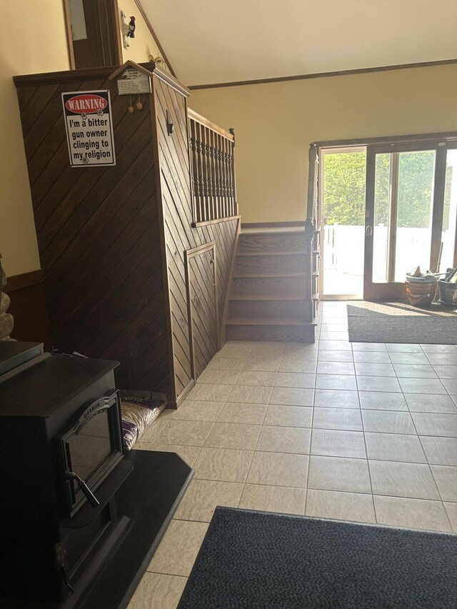 8 Camp Rd, Hartford, ME 04220 - building lobby with stairway and wainscoting