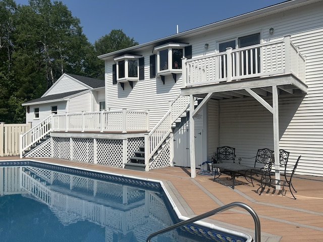 8 Camp Rd, Hartford, ME 04220 - swimming pool featuring stairs and a deck
