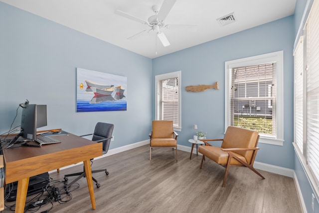 46 Patriot Way Unit 135, Arundel, ME 04046 - office space featuring light wood finished floors, healthy amount of natural light, baseboards, and a ceiling fan