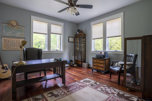15 Brookview Dr, Bucksport, ME 04416 - home office featuring plenty of natural light, hardwood / wood-style floors, and a ceiling fan