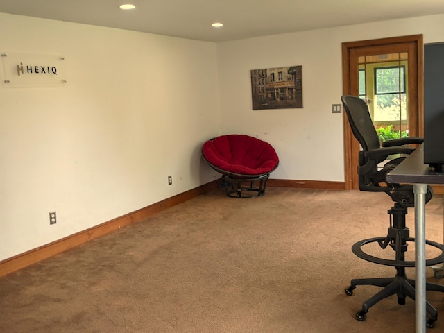 116 Point Rd, Acton, ME 04001 - carpeted home office featuring baseboards and recessed lighting
