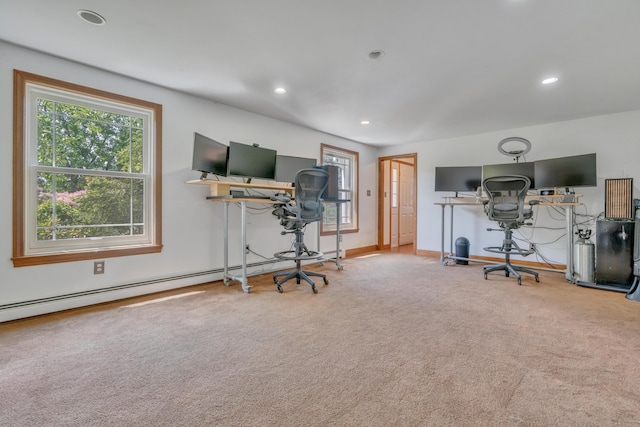 116 Point Rd, Acton, ME 04001 - carpeted home office with healthy amount of natural light, recessed lighting, and a baseboard radiator