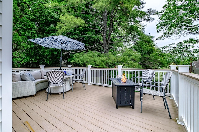 115 Caleb St, Portland, ME 04102 - deck featuring an outdoor living space with a fire pit
