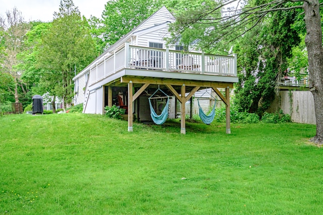115 Caleb St, Portland, ME 04102 - rear view of property featuring a deck and a lawn