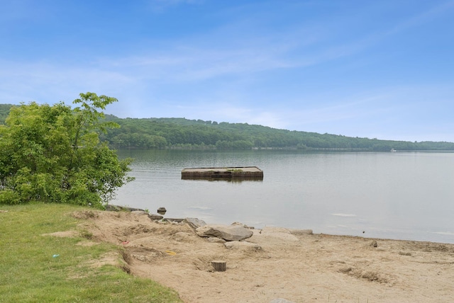 20 Green St, Winthrop, ME 04364 - water view with a floating dock and a forest