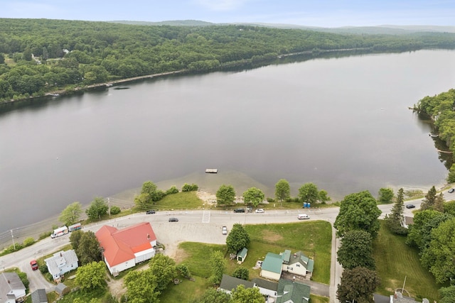 20 Green St, Winthrop, ME 04364 - aerial view of property and surrounding area with a heavily wooded area and a large body of water