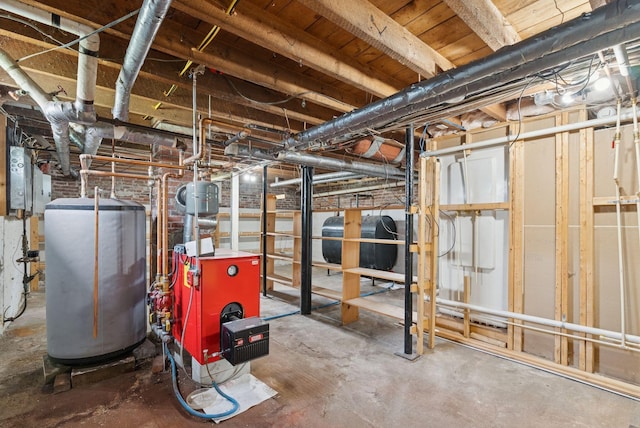 20 Green St, Winthrop, ME 04364 - unfinished below grade area with gas water heater, heating fuel, and a heating unit