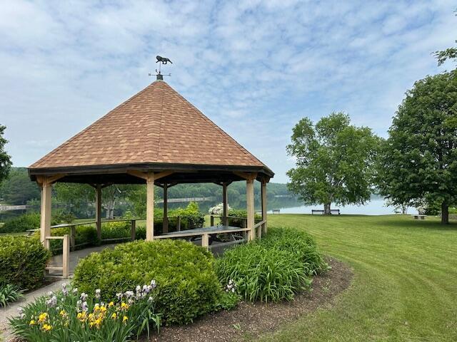 20 Green St, Winthrop, ME 04364 - surrounding community with a gazebo, a water view, and a yard