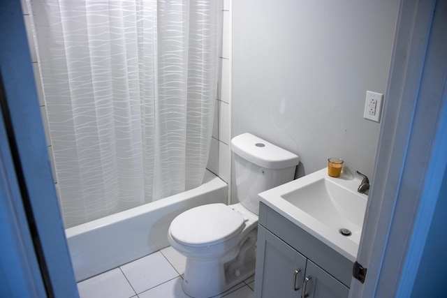 2 Watson Ave, Houlton, ME 04730 - bathroom featuring shower / bath combination with curtain, tile patterned floors, toilet, and vanity