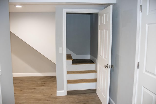 2 Watson Ave, Houlton, ME 04730 - staircase with wood finished floors, recessed lighting, and baseboards