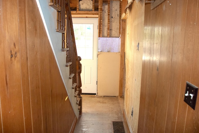 16 Gerry Rd, Sherman, ME 04776 - hallway featuring stairs and hardwood / wood-style flooring