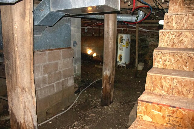 16 Gerry Rd, Sherman, ME 04776 - unfinished basement with water heater