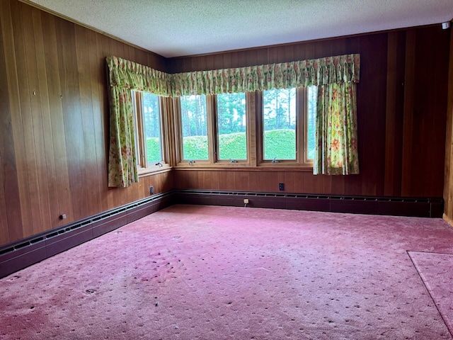 02 Rogers St, Houlton, ME 04730 - spare room with wood walls, a textured ceiling, and carpet