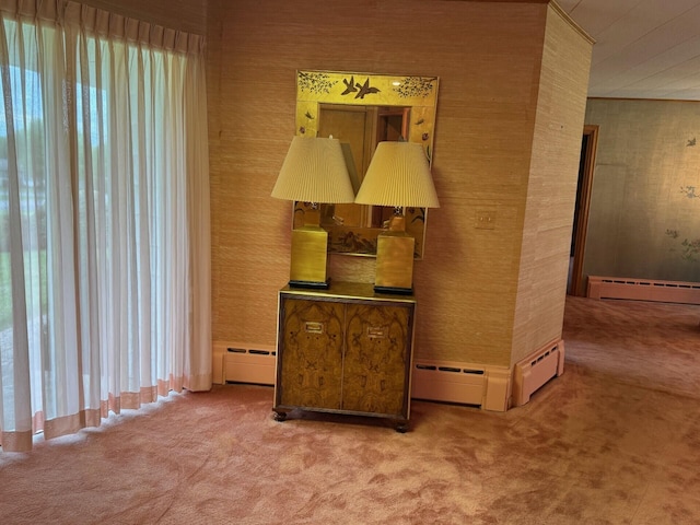 02 Rogers St, Houlton, ME 04730 - interior space featuring carpet floors and a baseboard radiator