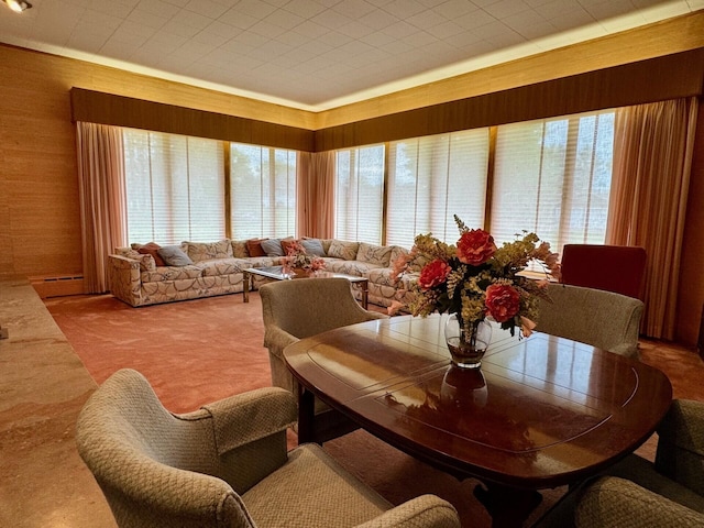 02 Rogers St, Houlton, ME 04730 - carpeted dining room featuring healthy amount of natural light and a baseboard radiator